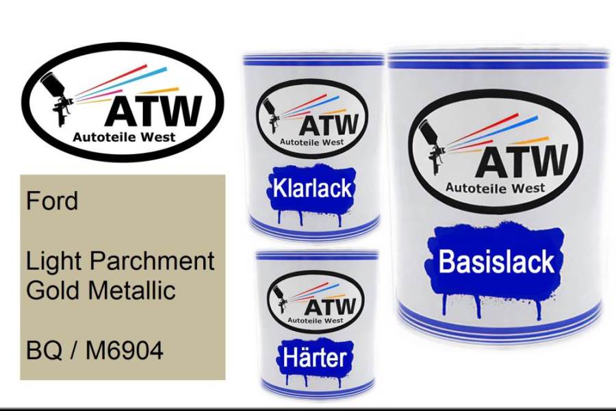 Ford, Light Parchment Gold Metallic, BQ / M6904: 1L Lackdose + 1L Klarlack + 500ml Härter - Set, von ATW Autoteile West.